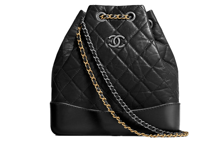 CHANEL Gabrielle Cow Leather Backpack Small Size Women's Black