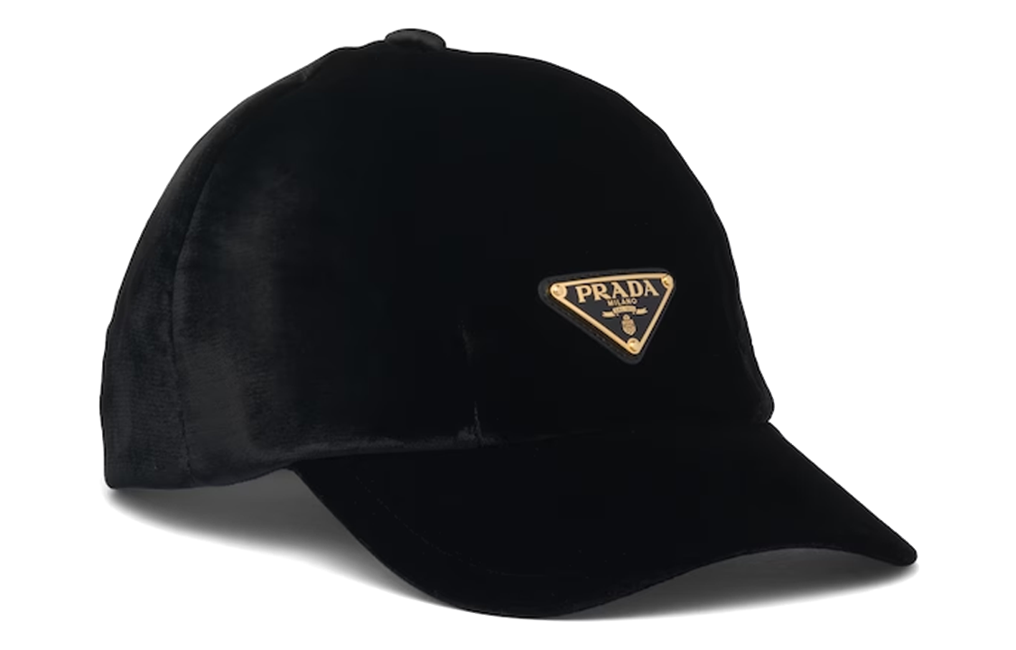 PRADA Logo Plaque Velvet Cap