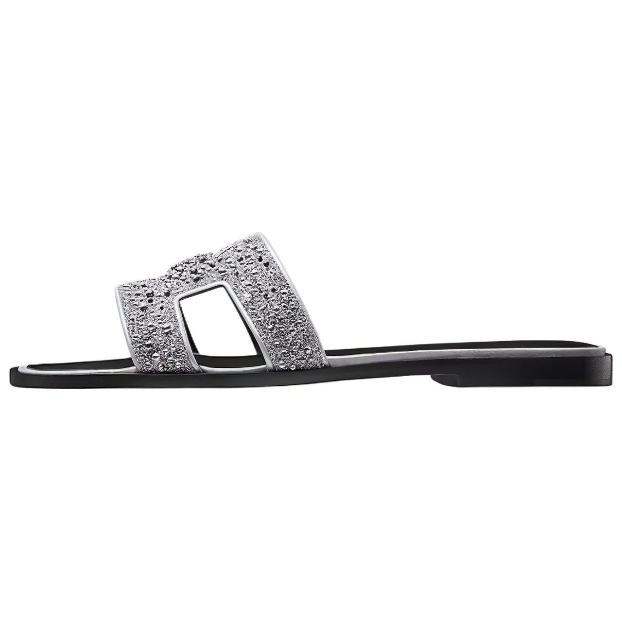 HERMES Slide Slippers Women's Silver Gray