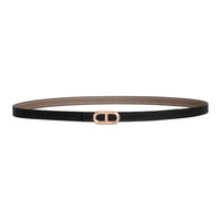 HERMES Calfskin Leather Belts Women's Black/Brown Width 1.3CM
