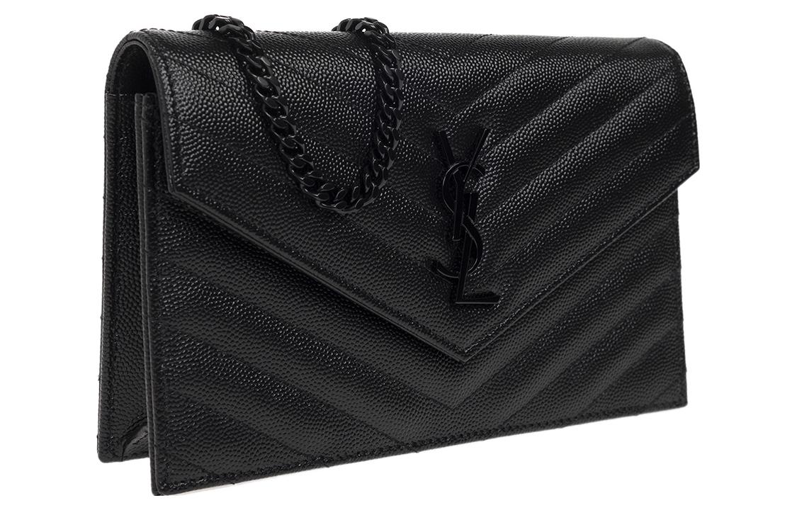 SAINT LAURENT CASSANDRE Calfskin Wallet, Shoulder Bag, Crossbody Bag Regular Women's Black