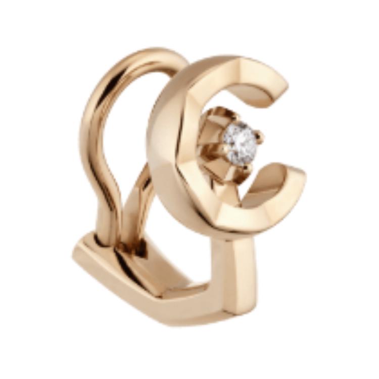 CHANEL 18k Diamonds Earrings Unisex Gold