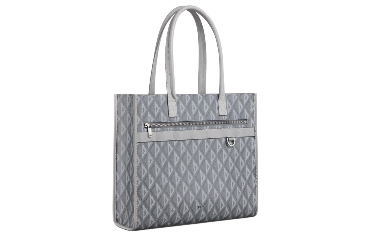 DIOR Cotton Canvas Tote Bag Shopping Bag Handbag Men's Gray