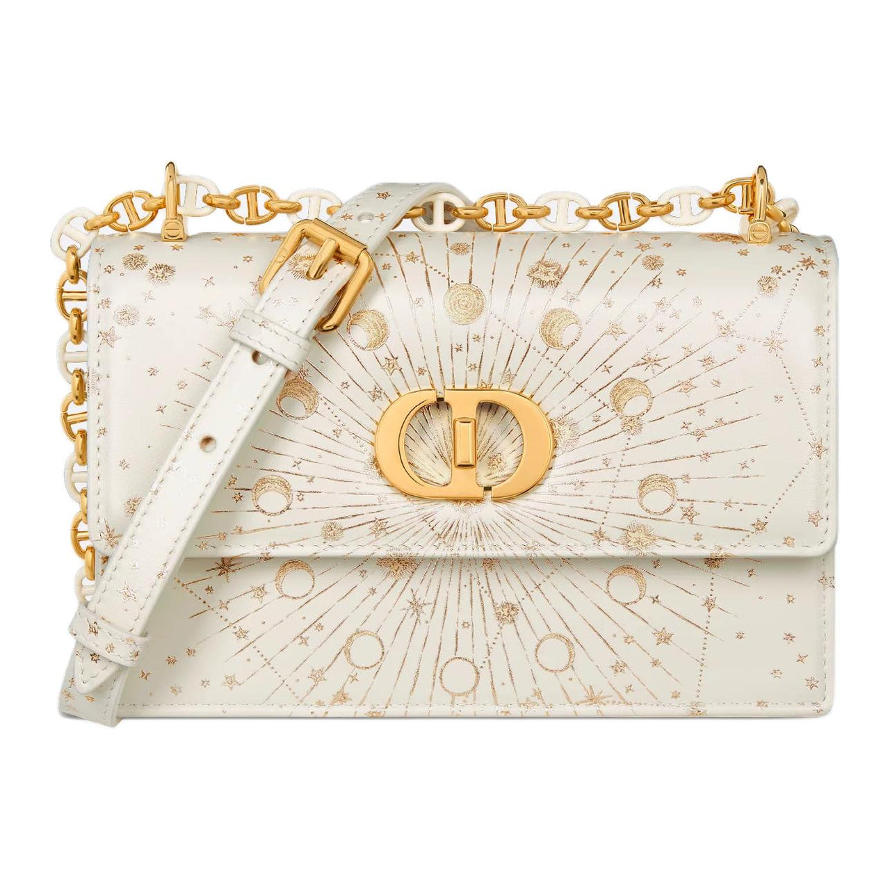 DIOR Miss Caro Cow Leather Crossbody Bag Shoulder Bag Mini Women's Milk White
