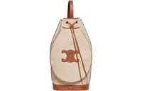 CELINE Triomphe Fabric And Calfskin Trim Tennis Racket Bag, Bucket Bag, Shoulder Bag Unisex Natural/Tan