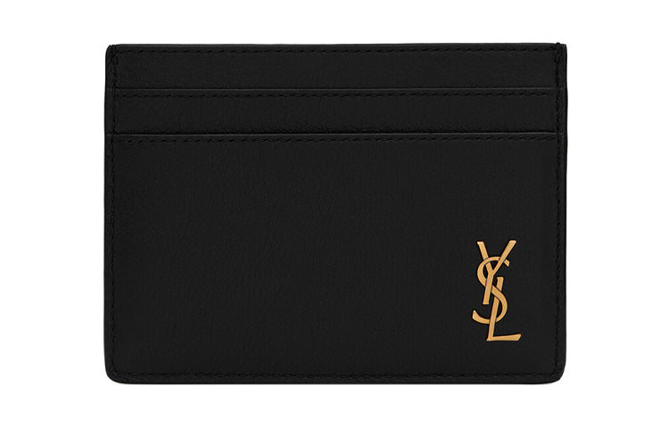 SAINT LAURENT Grain Cow Leather Card Holder Card Holder Regular Women's Black