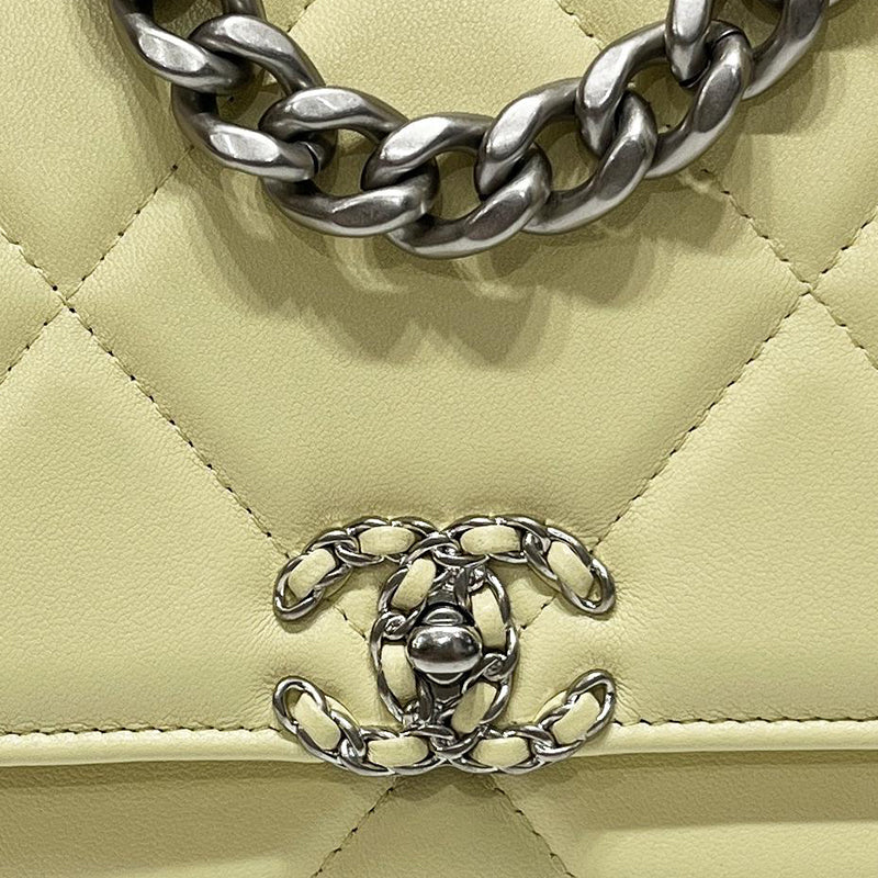 CHANEL 19BagWOC Sheepskin Shoulder Bag Crossbody Bag Wallets Women's Light Yellow