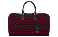 PRADA Symbol Fabric With Leather Handbag Shoulder Bag Crossbody Bag Travel Bag Men's Black/Cherry Red
