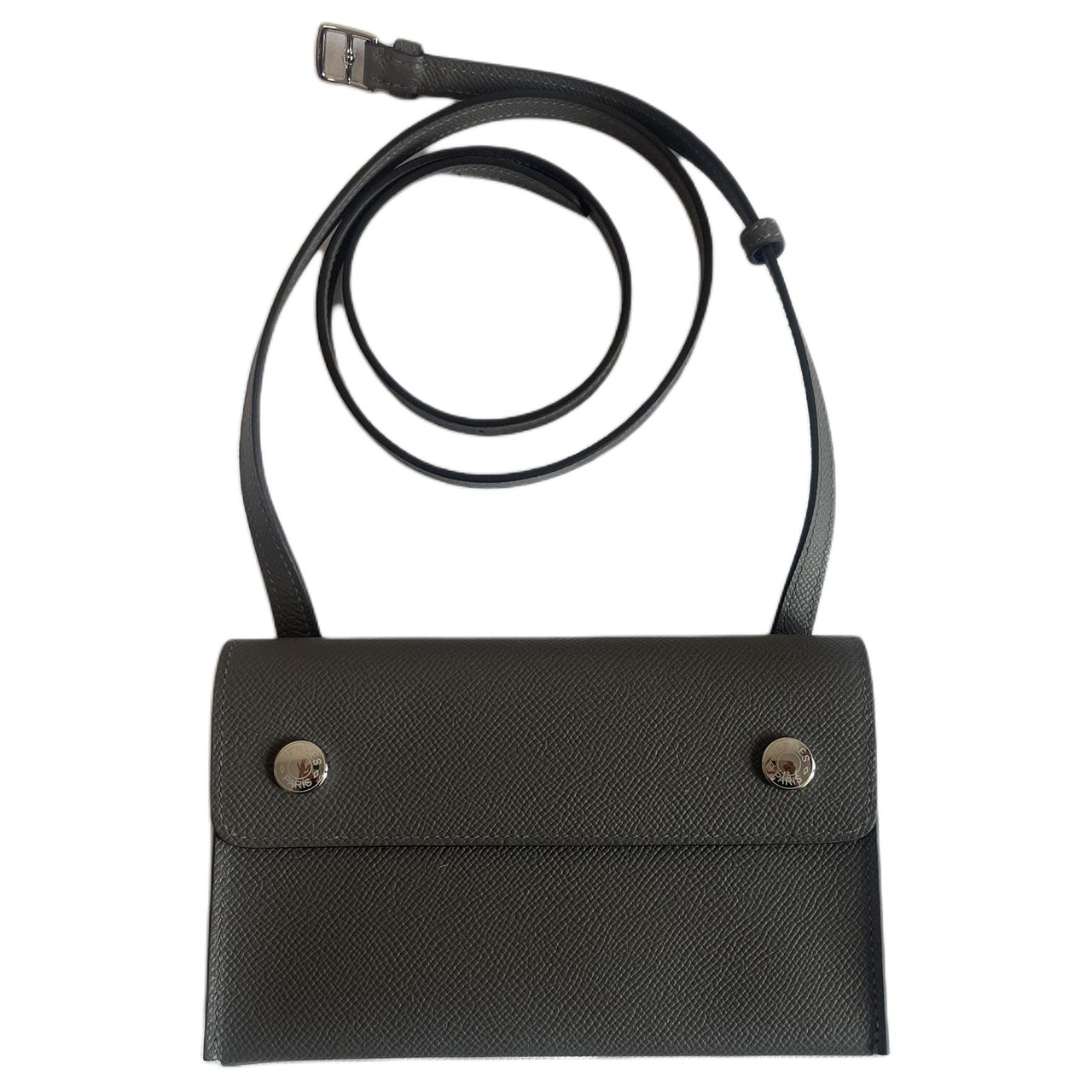 HERMES Epsom Leather Wallet, Shoulder Bag, Crossbody Bag Men's Grismeyer Rain Cloud Gray