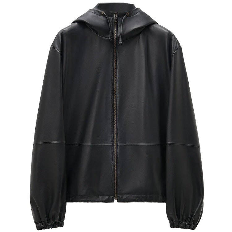 LOEWE Hooded Zipped Leather Jacket