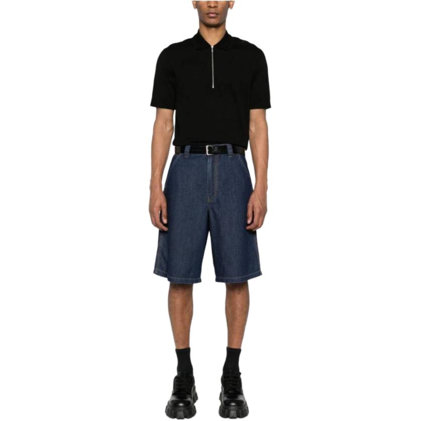 PRADA Triangle Logo Denim Shorts