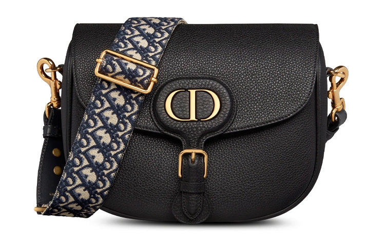DIOR Bobby Grained Calfskin Shoulder Bag, Crossbody Bag Tubas Women's Black