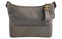 CHANEL Gabrielle Calfskin Hobo Bag Handbag Shoulder Bag Crossbody Bag Medium Size Women's Dark Gray