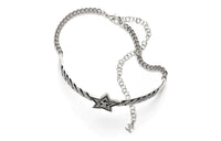 CHANEL Metal Rhinestone Necklaces Women's Silver