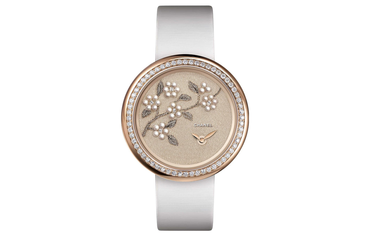 CHANEL Wrist Watch Quartz Movement Satin Strap Beige Watch Dial Women's Watch