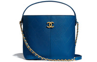 CHANEL Lambskin Bucket Bag Handbag Shoulder Bag Crossbody Bag Women's Blue