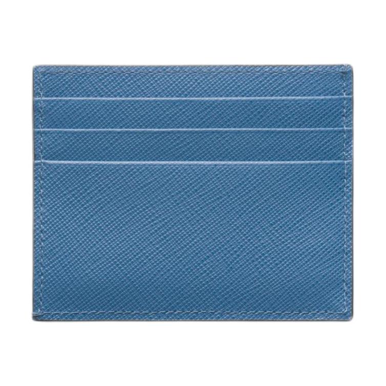 PRADA Saffiano Leather Card Holder Regular Men's Pilot Blue