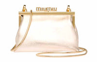 MIU MIU Sheepskin Dumpling Bag Handheld Shoulder Bag Crossbody Bag Women's Yellow Iron Ore Champagne Gold Color