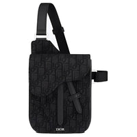 DIOR Saddle Oblique Embroidery Saddle Bag, Sling Bag, Shoulder Bag, Crossbody Bag, Clutch Men's Black