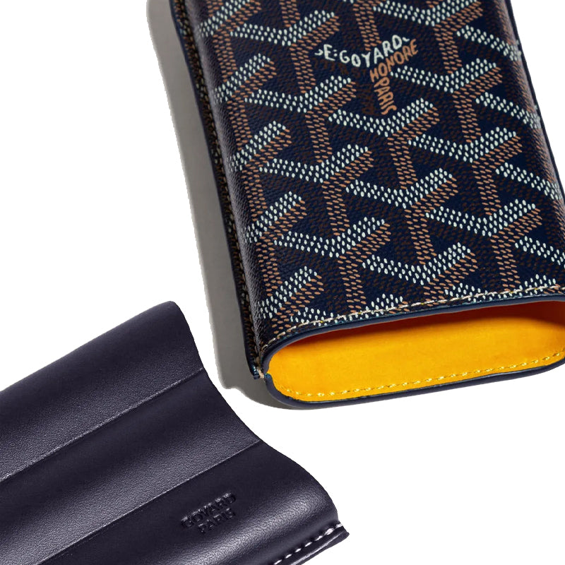GOYARD Churchill Canvas With Calfskin Dog's Teeth Cigar Box Accessories Unisex Marine Blue
