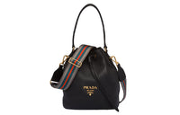 PRADA Cow Leather Bucket Bags Handbags Shoulder Bag Crossbody Bag Women's Black