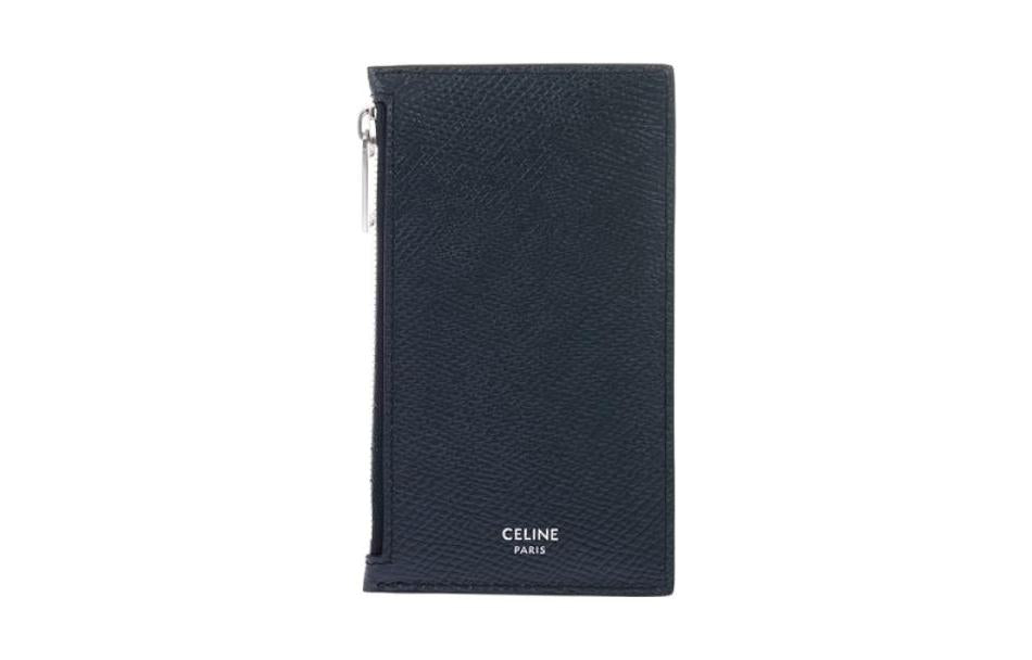 CELINE Calfskin Card Holder Women's Blue
