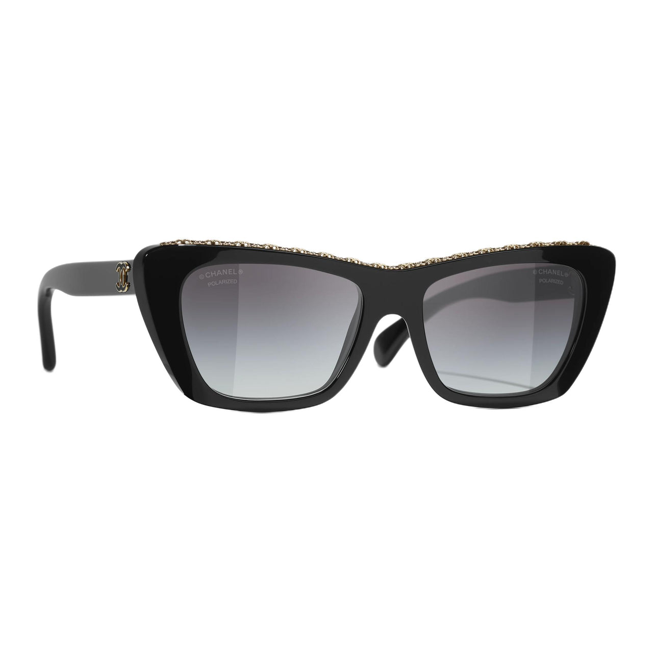 CHANEL Acetate Butterfly Sunglasses Unisex Black