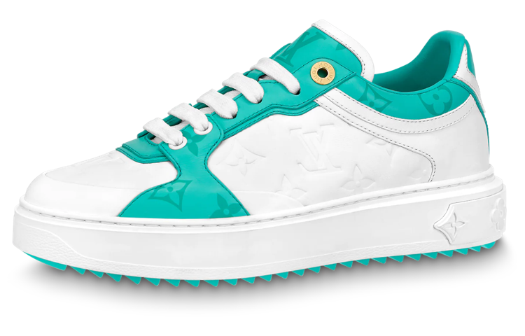 LOUIS VUITTON Time Out Sneakers 'White And Teal Monogram' Women's