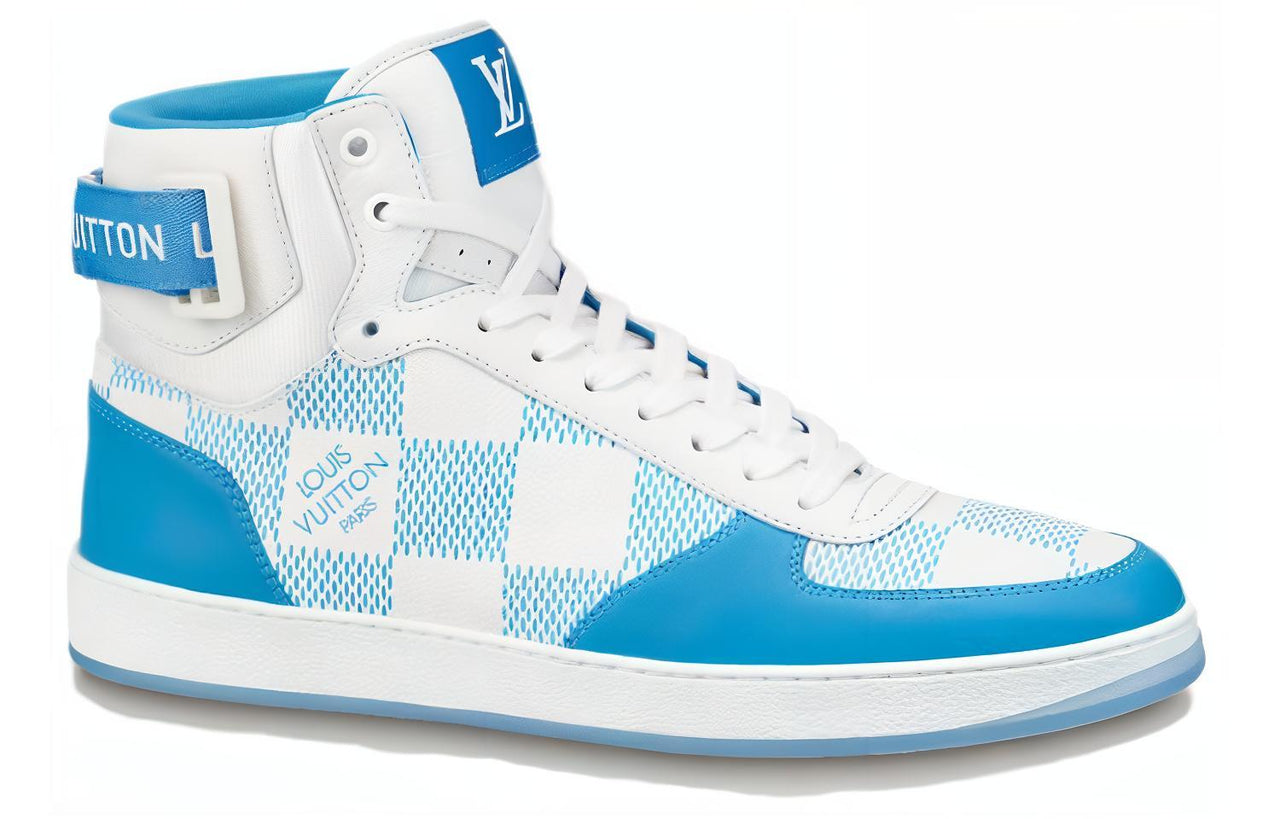 LOUIS VUITTON Rivoli Ankle Sneakers 'White With Blue Plaid'