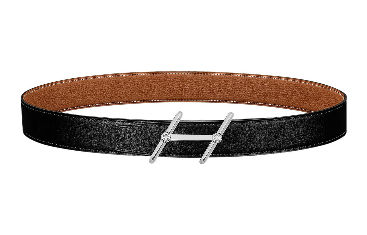 HERMES Leather Belts Men Black