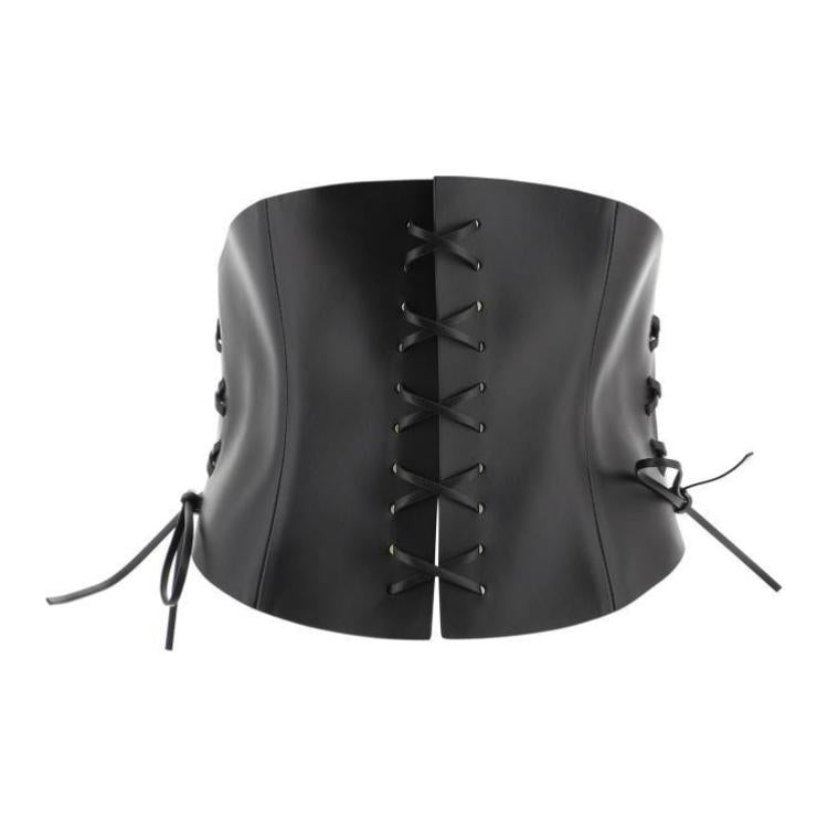 DIOR Calfskin Leather Belts Women's Black 26CM Wide