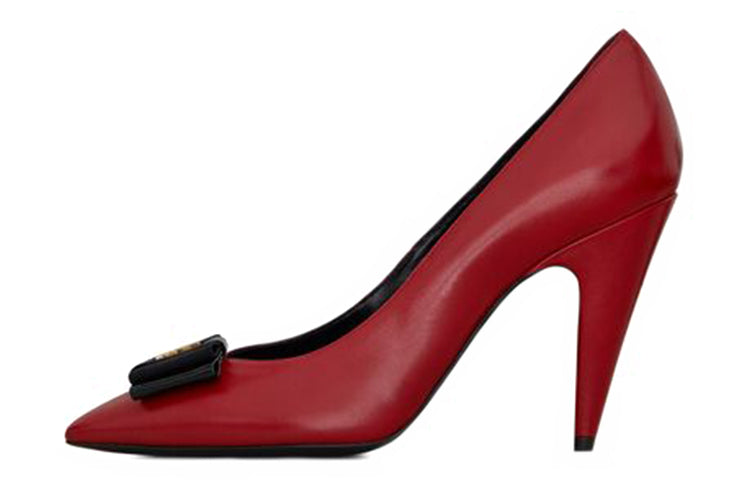SAINT LAURENT Anais Cone Heel High Heels Women's Vibrant Red