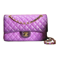 CHANEL Classic Flap CF Lambskin Shoulder Bag Crossbody Bag Handbag Women's Purple