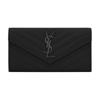 SAINT LAURENT CASSANDRE Leather Envelope Wallets Large Size Women's Black