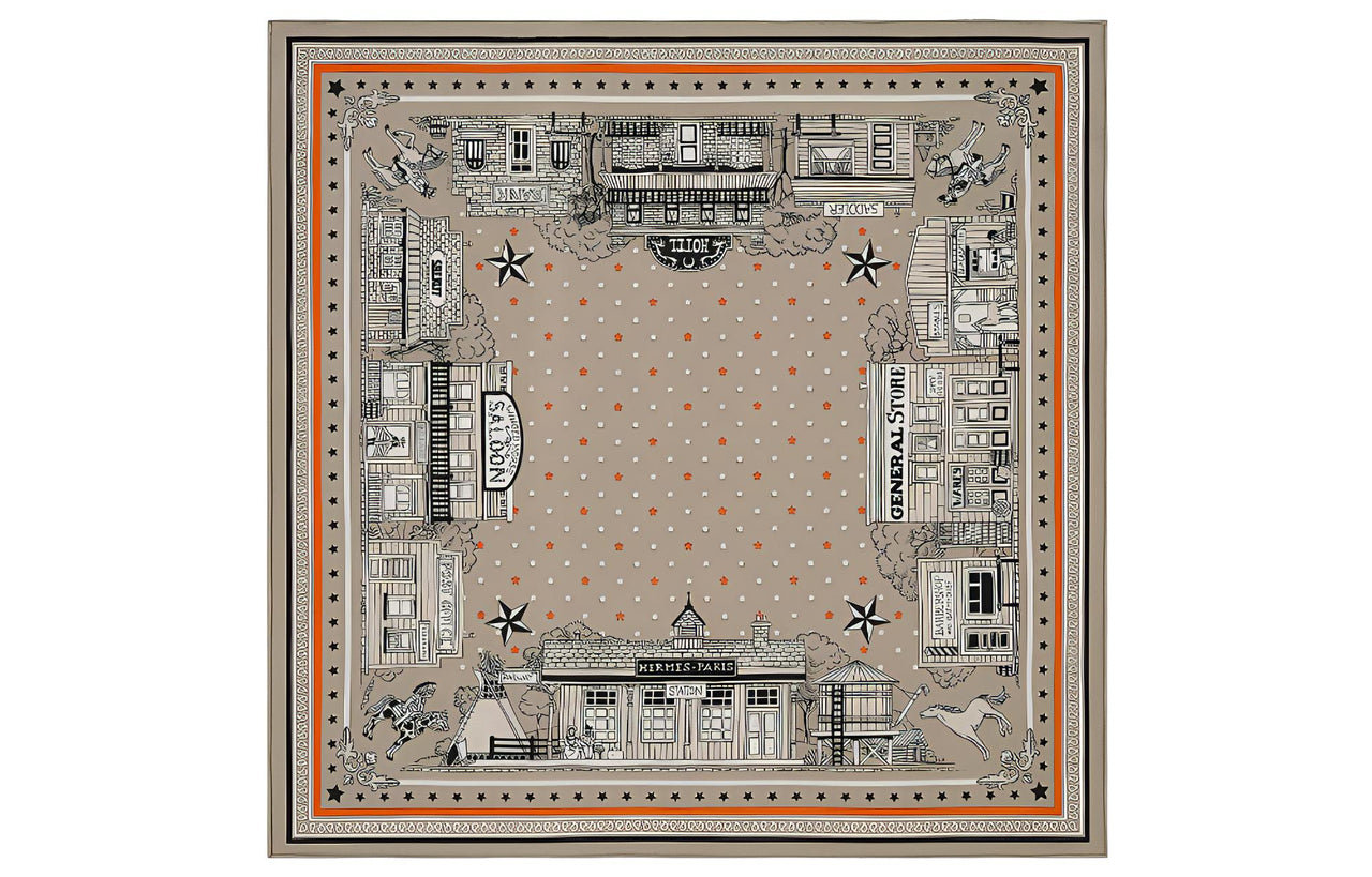 HERMES Silk Scarves Women's Gray