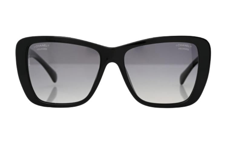 CHANEL Acetate Butterfly Sunglasses Unisex Black