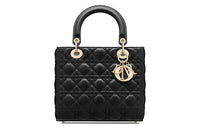 DIOR Lady Dior Sheepskin Lady Dior Bag, Crossbody Bag, Shoulder Bag, Handbag, Clutch Medium Size Women's Black