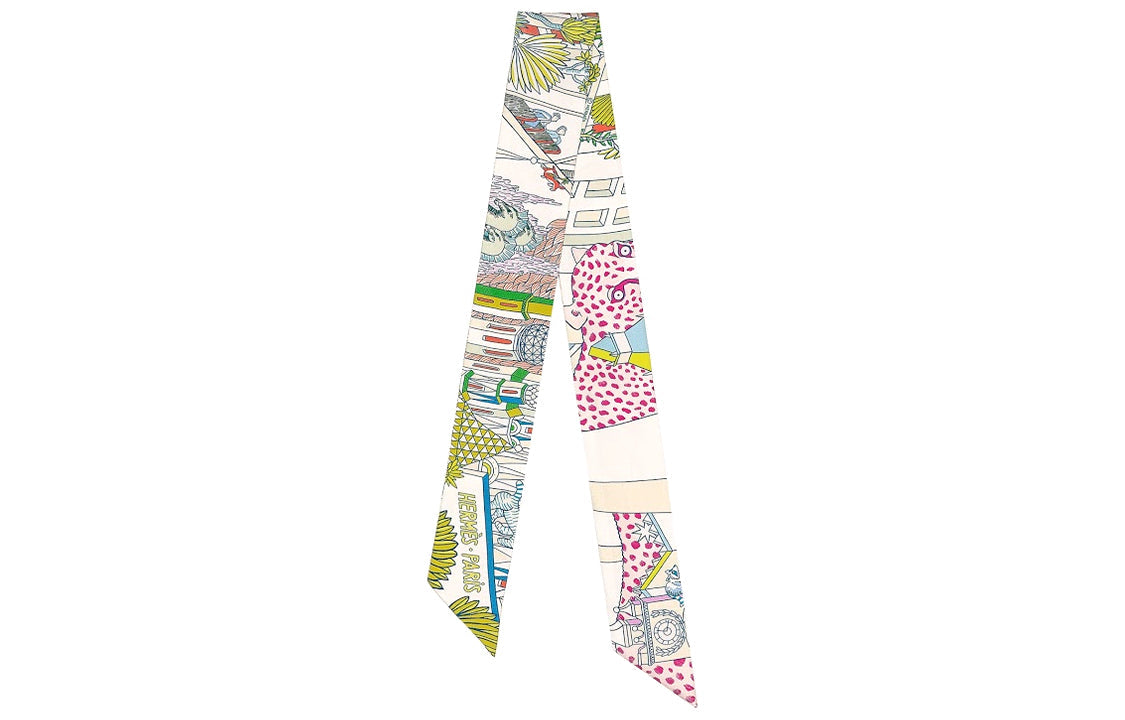 HERMES Twilly Silk Scarf Unisex Multicolor