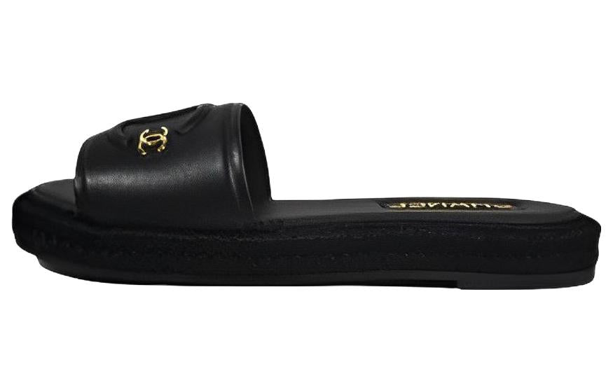 CHANEL Slide Slippers Women's Black