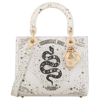 DIOR Lady Dior Cow Leather Lady Dior Bag, Shoulder Bag, Crossbody Bag, Handbag Medium Size Women's Milk White