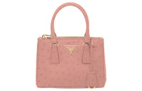 PRADA Galleria Killer Bag Ostrich Leather Shoulder Bag Crossbody Bag Handbag Mini Women's Pink