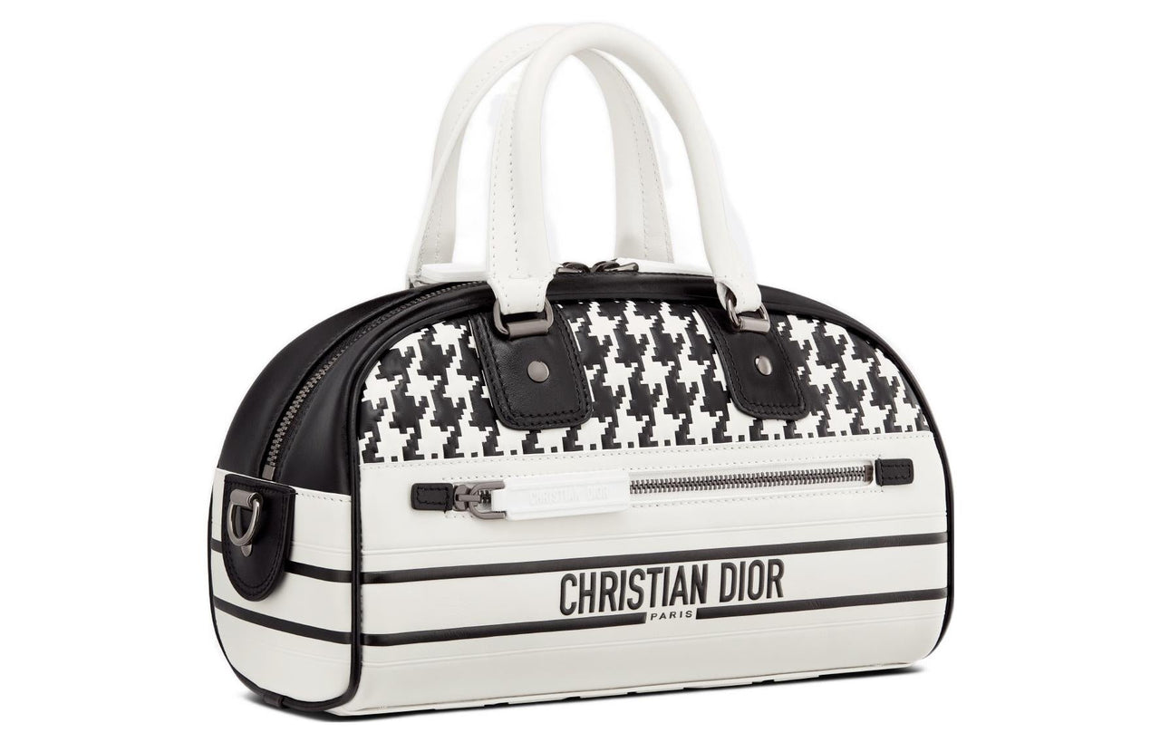DIOR Calfskin Bowling Bag, Handbag Trumpets Women's White/Black