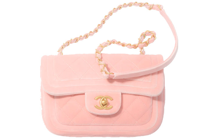 CHANEL Velour Mouth Cover Bag Shoulder Bag Women's Light Pink Red