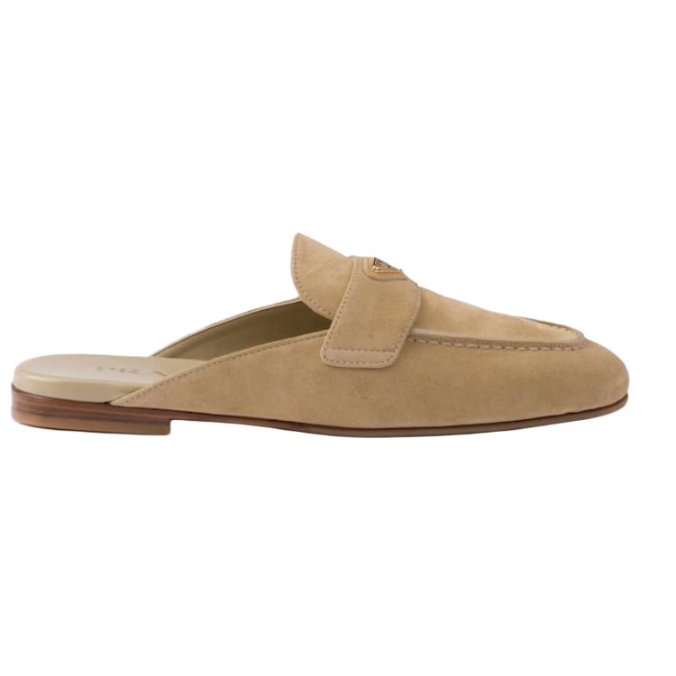 PRADA Rubber Sole Slip Resistant Closed Toe Slippers Women's Beige