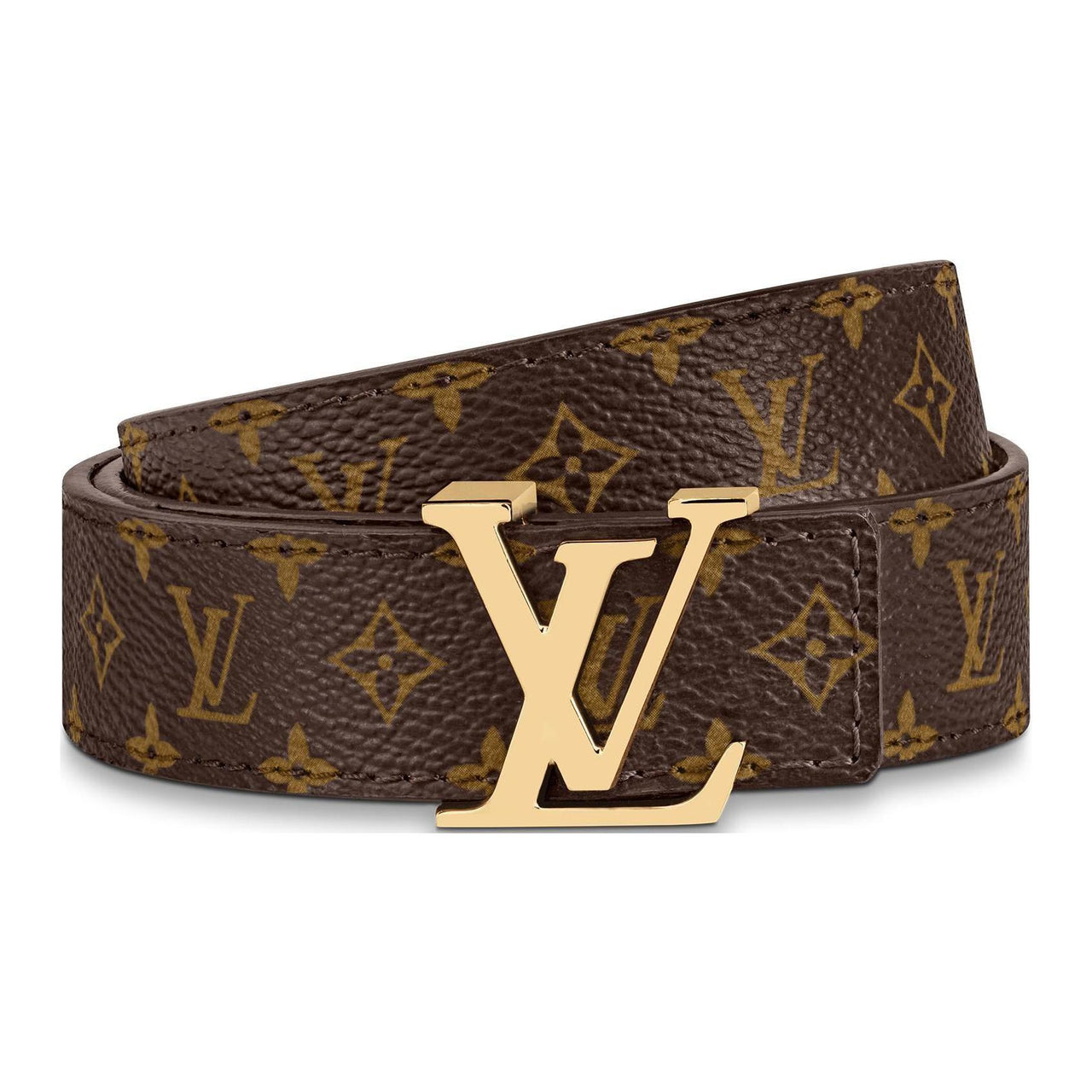 LOUIS VUITTON Canvas Leather Belts Unisex Brown Width: 2.5CM