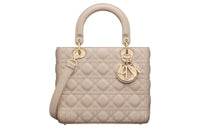 DIOR Lady Dior Sheepskin Lady Dior Bag, Shoulder Bag, Crossbody Bag, Handbag Medium Size Women's Pink Beige