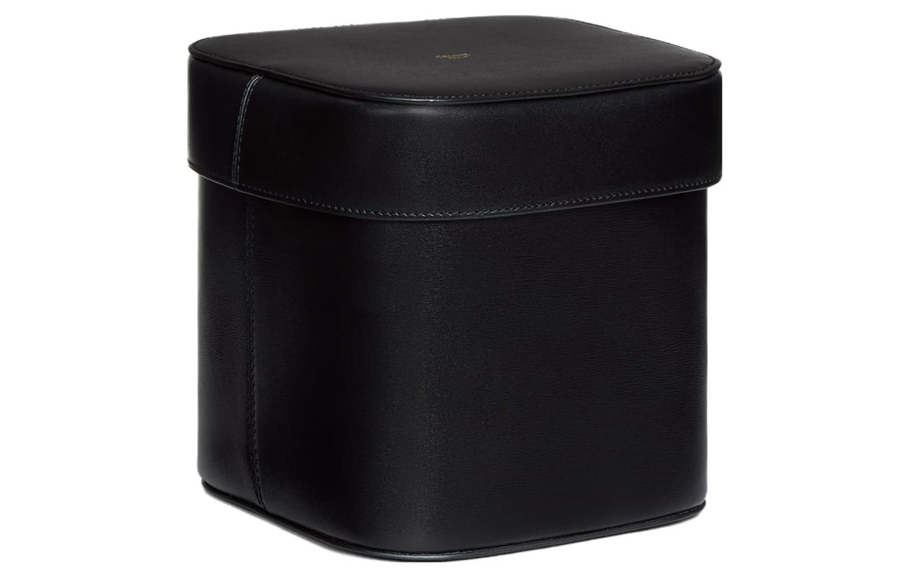 CELINE Shiny Calfskin Storage Box And Storage Bag Large Size Women's Black