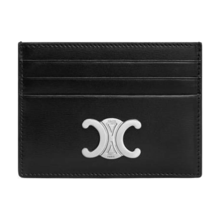 CELINE Triomphe Calfskin Card Holder Women's Black