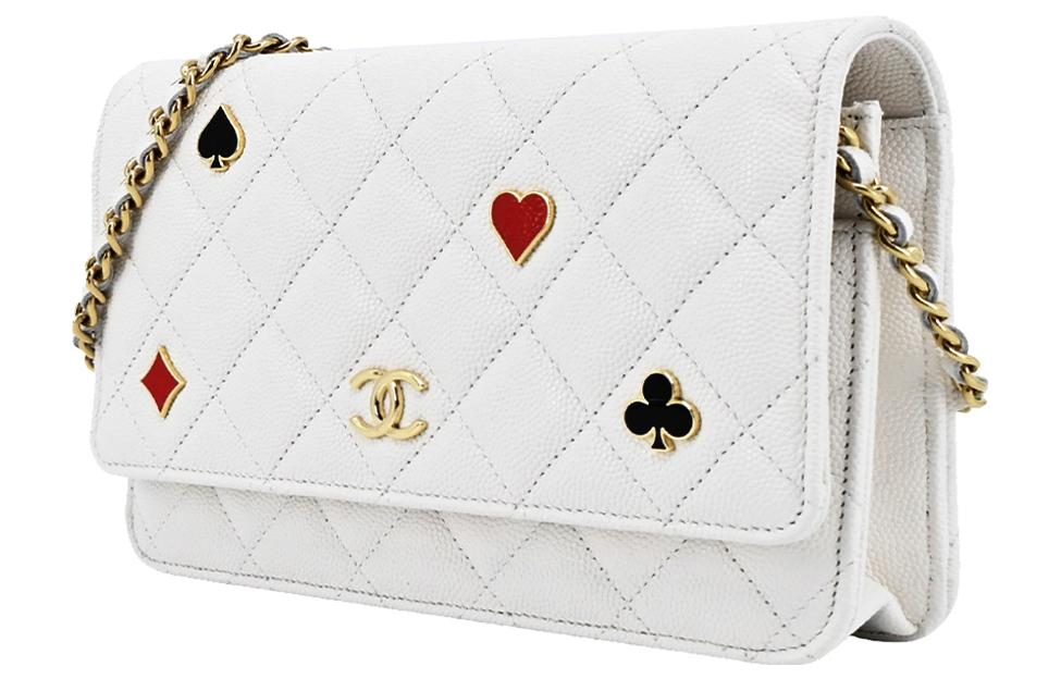 CHANEL WOC Grained Cow Leather Wallets Shoulder Bag Crossbody Bag Women's White