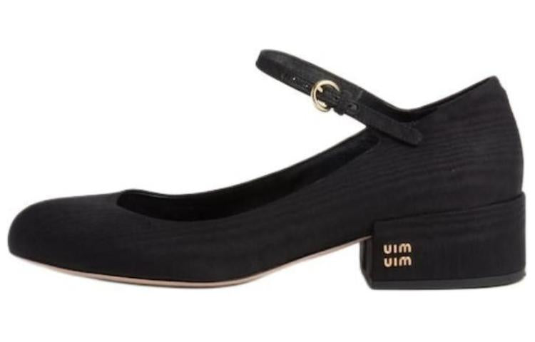 MIU MIU Runway Chunky Heel Mary Jane Shoes 3.5cm Women's Black